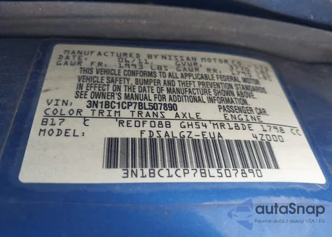 2011 Nissan Versa 1.8Sl from USA, damaged, VIN 3N1BC1CP7BL507890